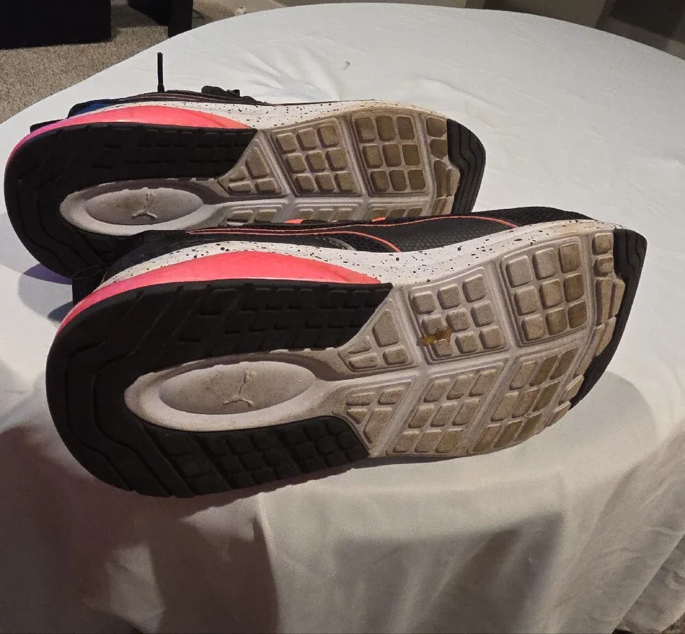 Puma Kids Black Sneakers with Coral Accents